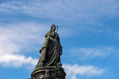 RUSSIA, SAINT PETERSBURG - AUGUST 18, 2017: A bronze monument to Catherine the Great on Ostrovsky Square in Catherine Squareのeditorial素材