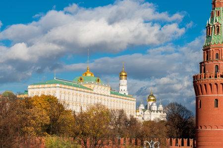 Kind to the Moscow Kremlin, Grand Kremlin Palace and Vodovzvodnaya (Sviblova) Towerのeditorial素材