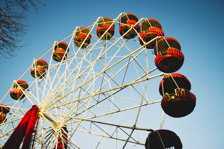 Ferris wheel against the skyの写真素材