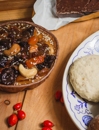 Homemade cakes of dried fruits and nutsの写真素材