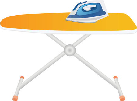 Blue iron on an orange ironing board vector illustrationのイラスト素材