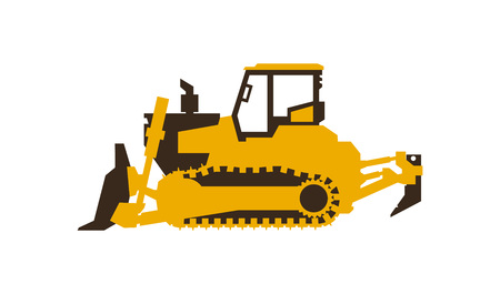 Icon bulldozer. Construction machinery. Vector illustration. Sleek style.のイラスト素材