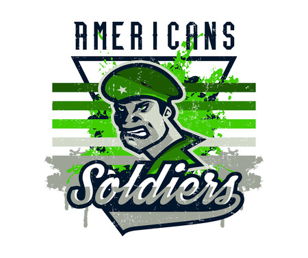 Vector illustration on a military theme, soldier in a beret, national defender.のイラスト素材