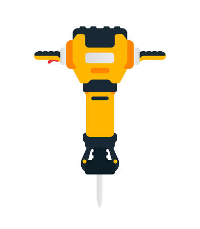 Electric jackhammer. Power tool for household, road, construction and finishing works. Professional worker tool. Vector illustration isolated on white backgroundのイラスト素材