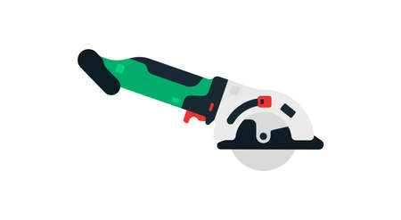 Angle grinder, cordless grinder side view. Power tools for home, construction and finishing work. Professional worker tool. Vector illustration isolated on white background.のイラスト素材