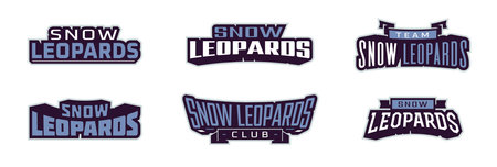 A set of bold fonts for snow leopard mascot logo. Collection of text style lettering for esports, mascot logo, sports team, college club logo. Font on ribbon. Isolated vector illustrationのイラスト素材