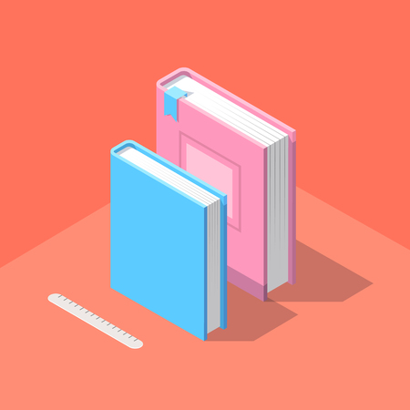 Isometric book icon in flat design style.のイラスト素材