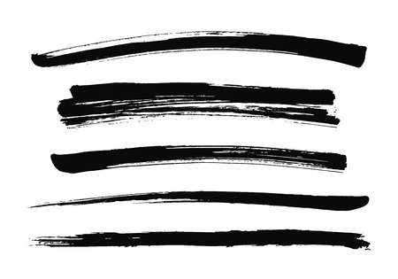 Set of black brush smears. Vector illustration. Grunge textureのイラスト素材