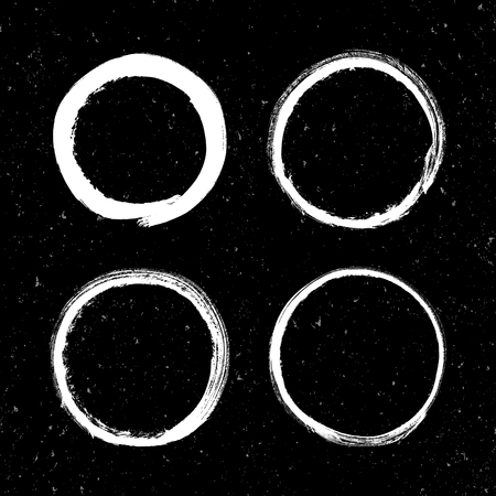 Set of grunge white circle brush strokesのイラスト素材