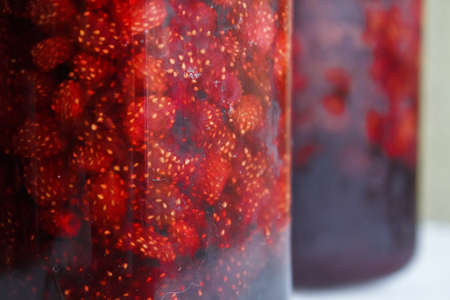 Strawberries fruit jam close-up.
