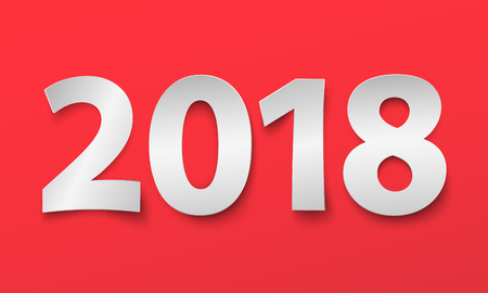 Happy New Year 2018 background. Vector illustration in paper styleのイラスト素材