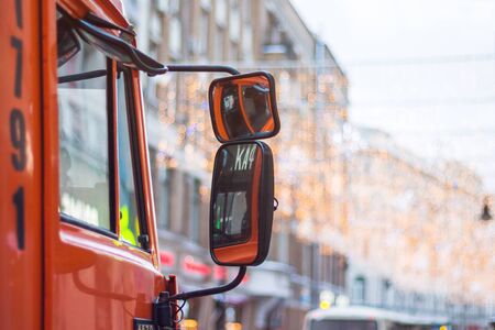 ANTWERP, BELGIUM. July 19, 2017. Municipal cleaning service workers remove waste with a garbage truck.のeditorial素材