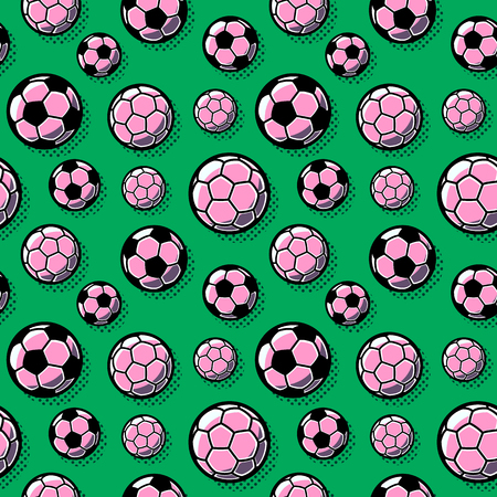 Soccer balls on a green background.のイラスト素材