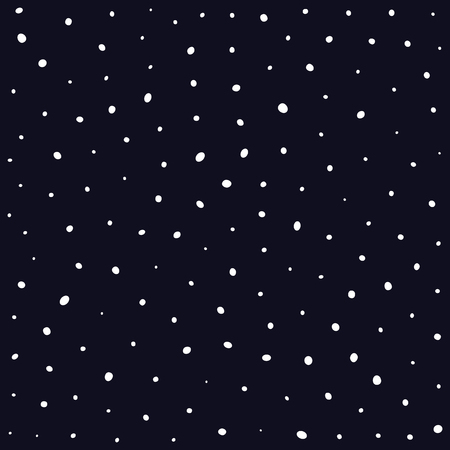 Abstract seamless pattern with dots different sizes. Snow vector background in nightのイラスト素材