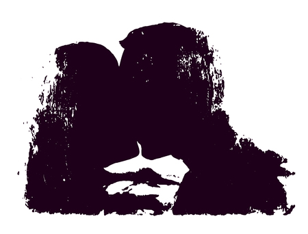Kissing couple. Vector background in grunge textured styleのイラスト素材
