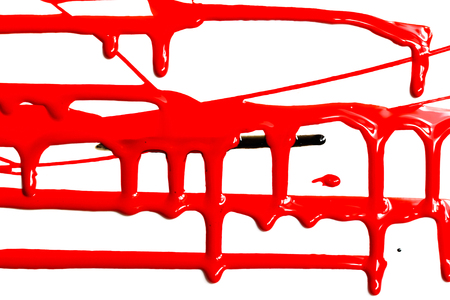 Flows of red paintの写真素材