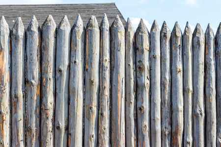 Fence from trunks of trees