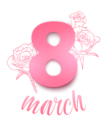 International women day poster. Vector illustration with number 8 in paper styleのイラスト素材