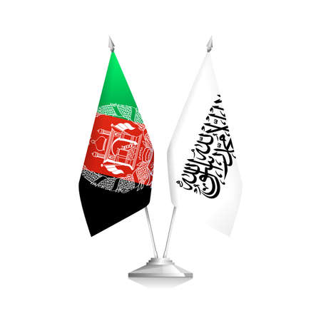 Flags of Afghanistan and Islamic Emirate of Afghanistanのイラスト素材