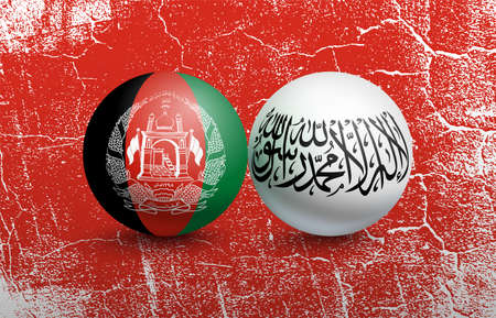 Change of power in Afghanistan. Flags in the form of a ballの写真素材