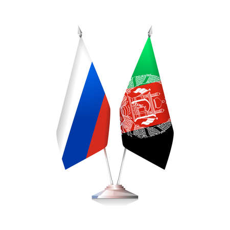 Flags of Russia and Afghanistan on white backgroundのイラスト素材
