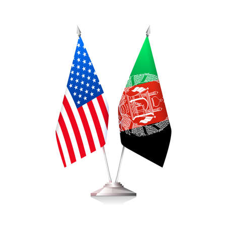 Flags of USA and Afghanistan on white backgroundのイラスト素材