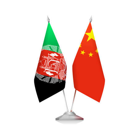 Flags of China and of Afghanistan on white backgroundのイラスト素材