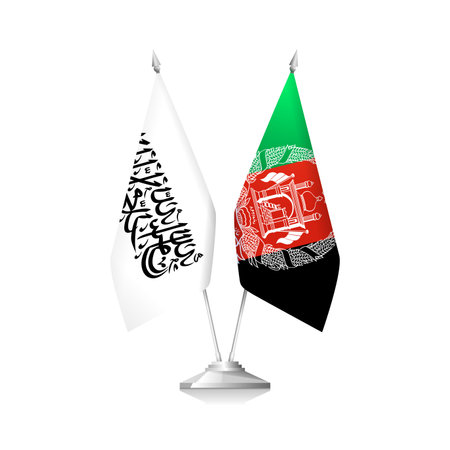 Flags of Afghanistan and Islamic Emirate of Afghanistanのイラスト素材