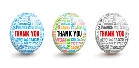 3D balls with words Thank you in different languagesの写真素材