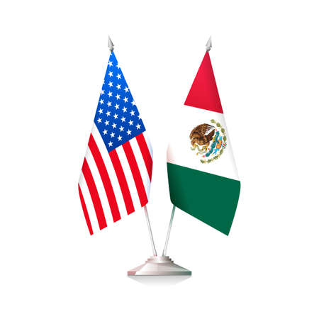 Flags of USA and Mexico. Vector illustrationのイラスト素材
