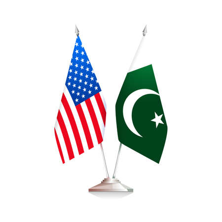 Flags of USA and Pakistan. Vector illustrationのイラスト素材