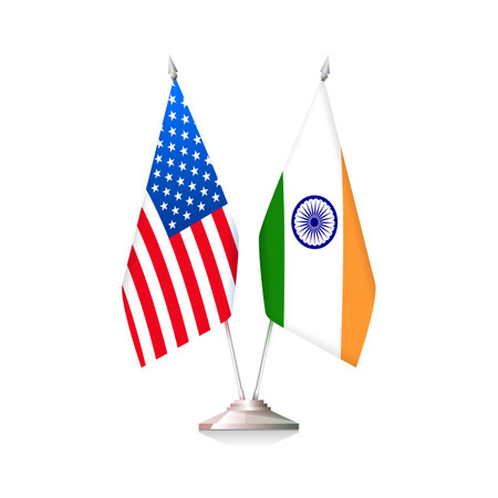 Flags of USA and India. Vector illustrationのイラスト素材