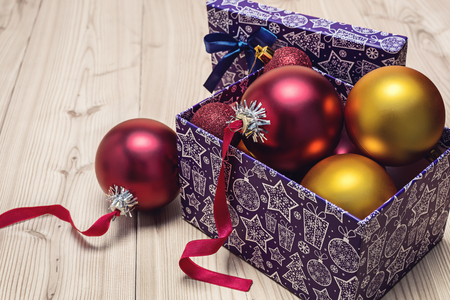Christmas balls in the box.の写真素材