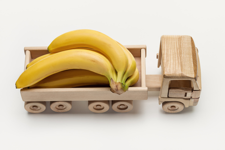 Bunch of bananas in truck isolated on white background.の写真素材