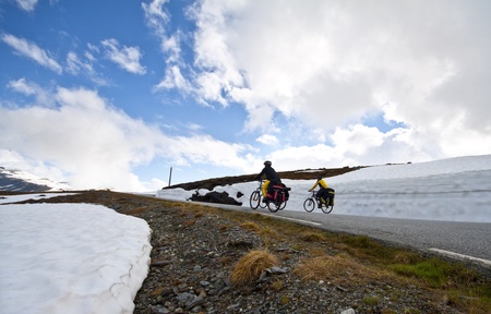 Mountain bikers in Norwayの写真素材