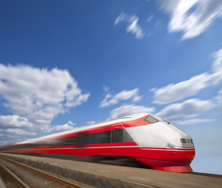 Fast train passing by. Motion blur