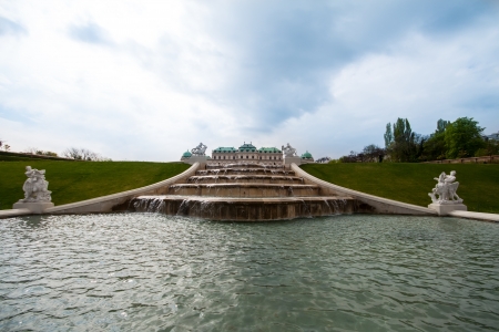fountain in low Belvedere garden, Vienna, Austriaの写真素材