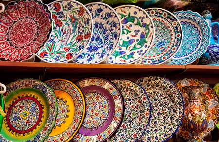 Classical Turkish ceramics on the market Grand Bazaarの写真素材
