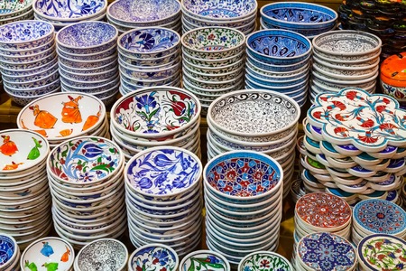 Classical Turkish ceramics on the market Grand Bazaarの写真素材