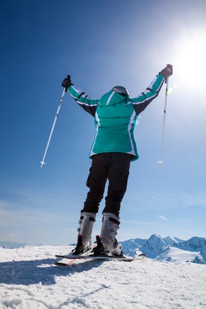 skier on snow hill in Solden, Austria, extreme winter sportの写真素材