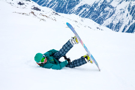snowboarder at snow hill in Solden, Austria, extreme winter sportの写真素材