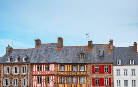Panoramic view of typical French houses  Bretagneの写真素材