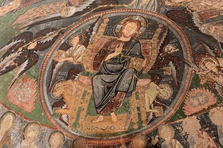 ancient Christian Byzantine fresco church, Cappadocia Turkeyの写真素材