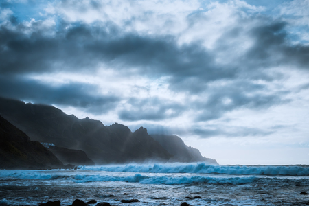 Beautiful sunset over Atlantic Ocean Tenerife islandの写真素材