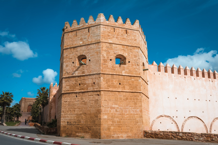 Kasbah of Udayas fortress in Rabat Morocco. Kasbah Udayas is ancient attraction of Rabat Moroccoの写真素材
