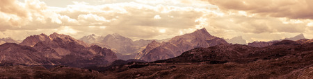 Panoramic view of Italian Dolomites on sunny autumn day