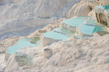 Pamukkale, natural pool with blue water, Turkey tourist attractionの写真素材