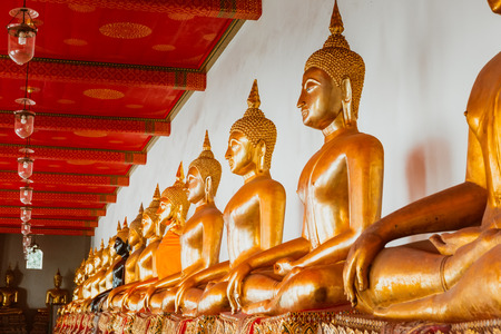 Buddha gold statue. Wat Pho, Bangkok Thailand