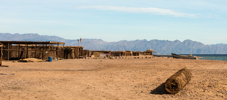 Egyptian landscape, Bedouin village in Sinai desertの写真素材