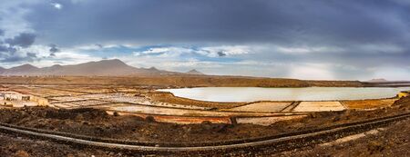 Salinas de Janubio, old salt mining on Lanzarote, Canary Islands, Spain.の写真素材